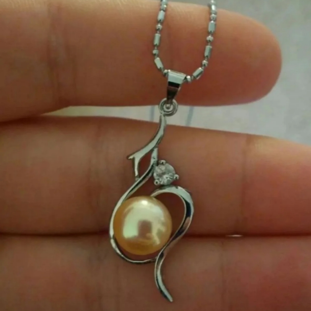 Estate 14kWG/Silver 11mm Pink Pearl Fancy Necklace